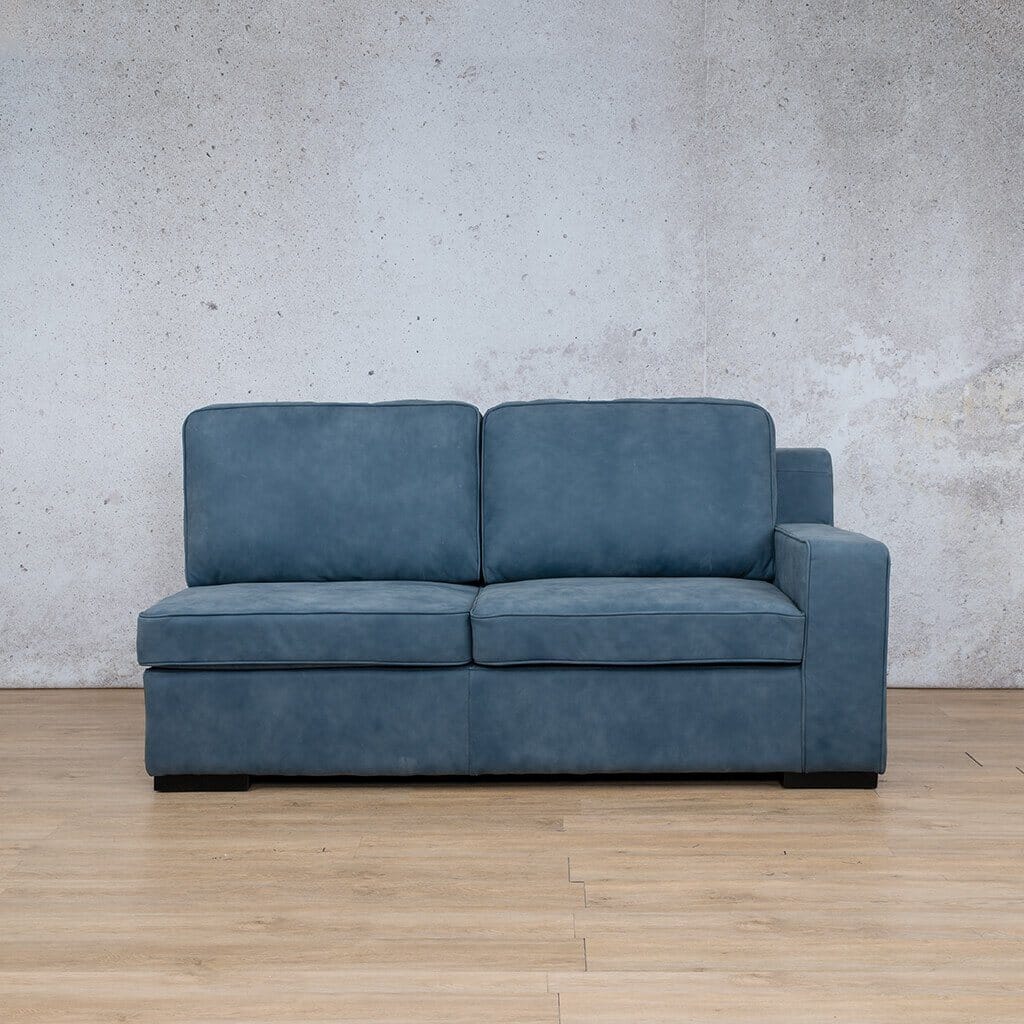 Rome Leather 2 Seater RHF Leather Sofa Leather Gallery Flux Blue Full Foam