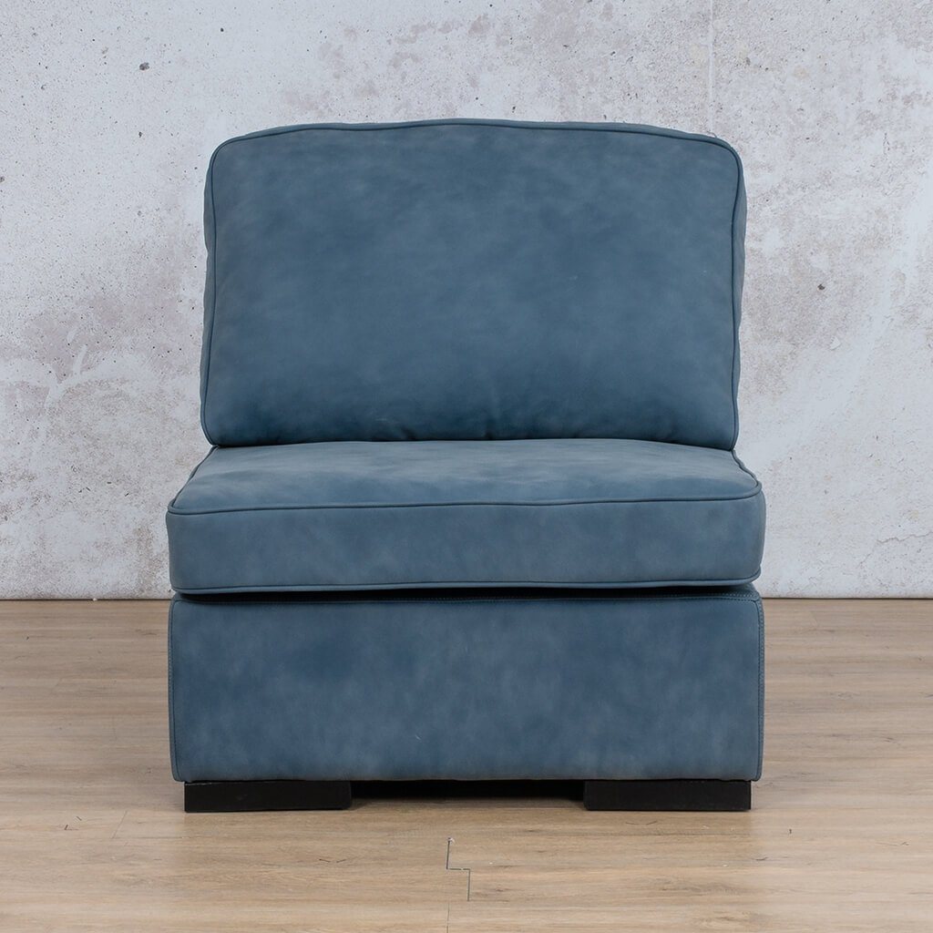 Arizona Leather Armless Chair Leather Gallery Flux Blue WAREHOUSE COLLECTION - PINETOWN OR NORTHRIDING Feathers & Foam