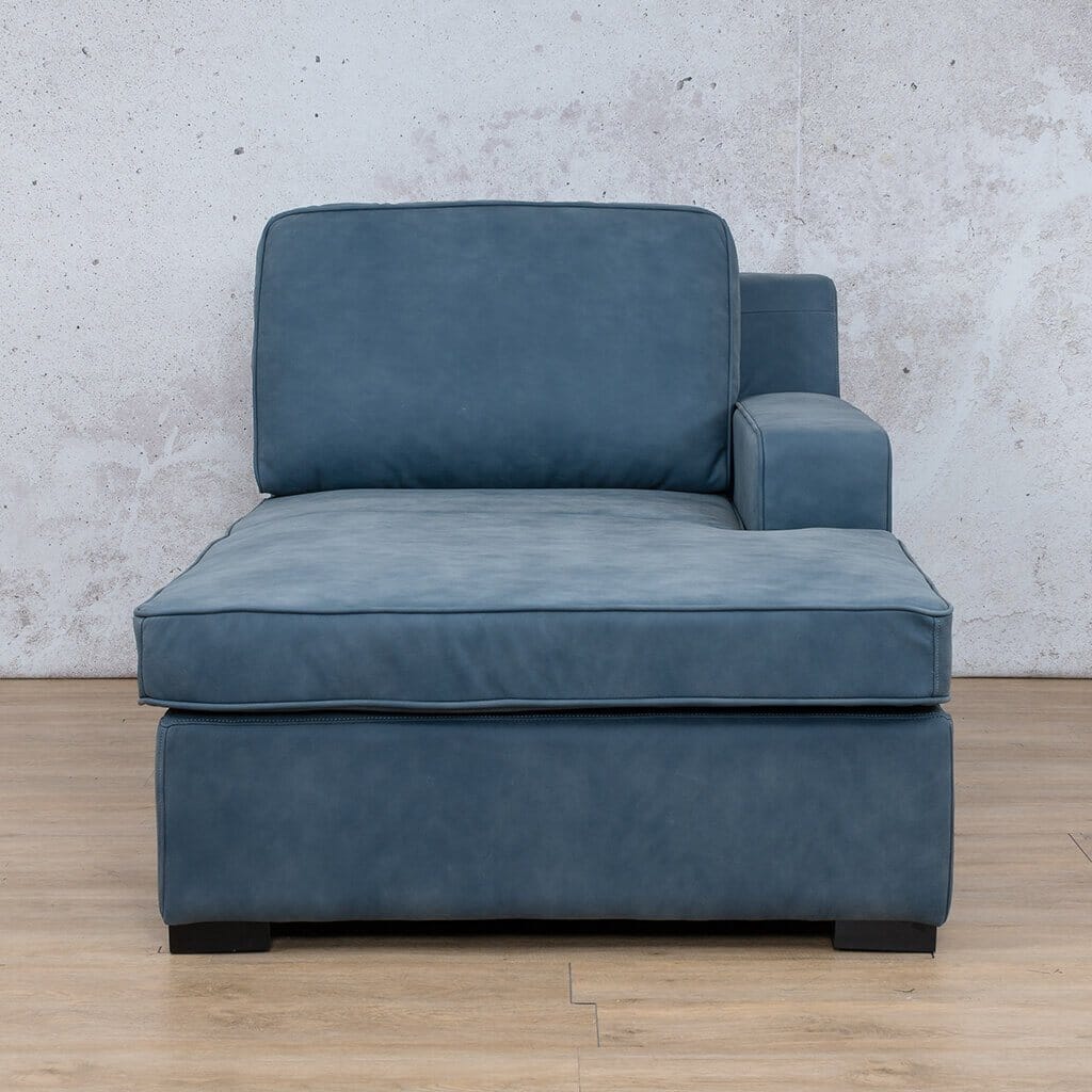 Rome Leather Chaise RHF Leather Sofa Leather Gallery Flux Blue Full Foam