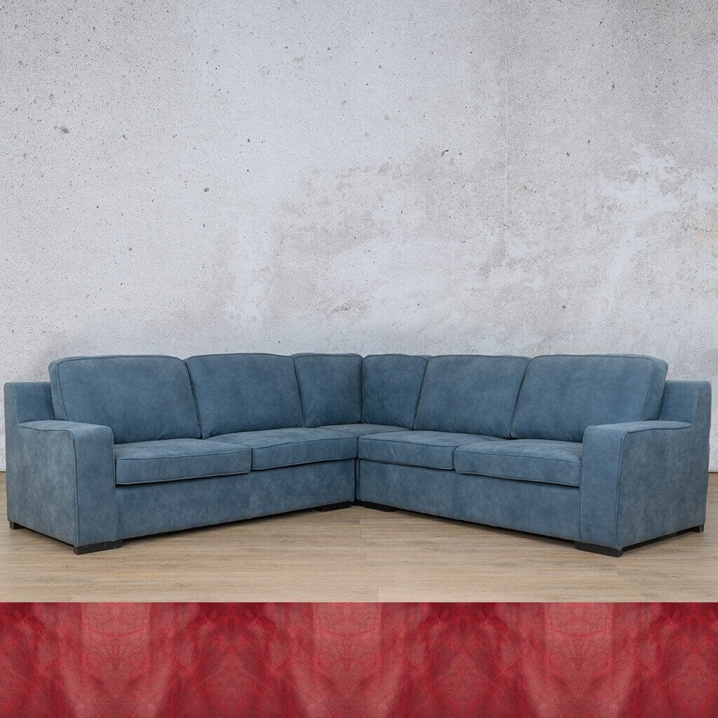 Rome Leather L-Sectional 5 Seater Leather Sectional Leather Gallery Royal Ruby