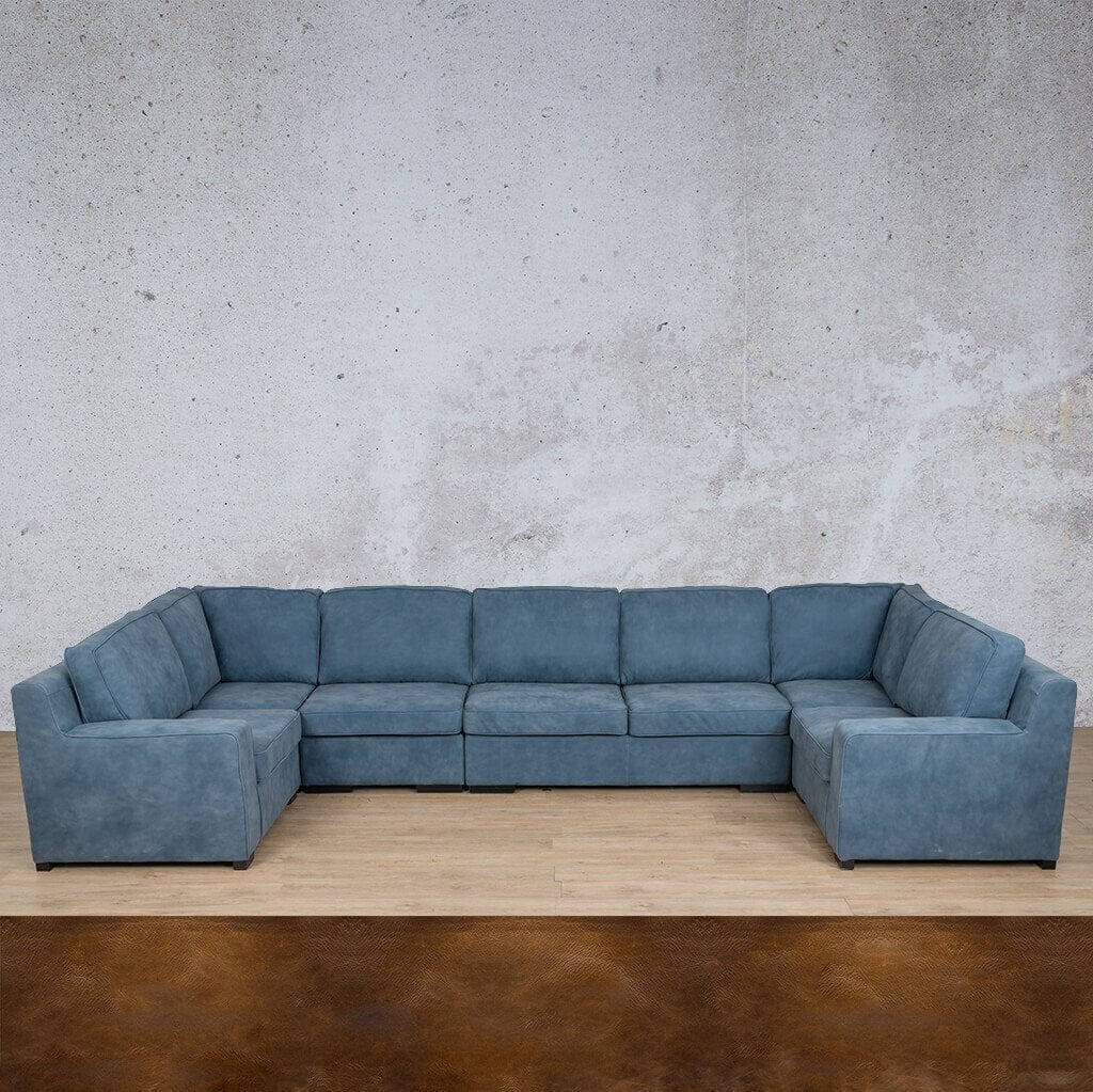 Rome Leather Modular U-Sofa Sectional Leather Sectional Leather Gallery Royal Walnut