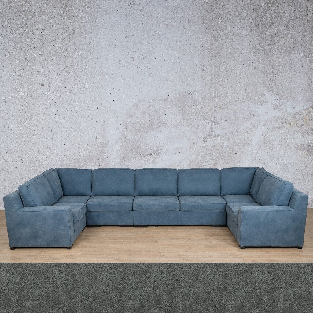 Rome Leather Modular U-Sofa Sectional Leather Sectional Leather Gallery Bedlam Blue Night