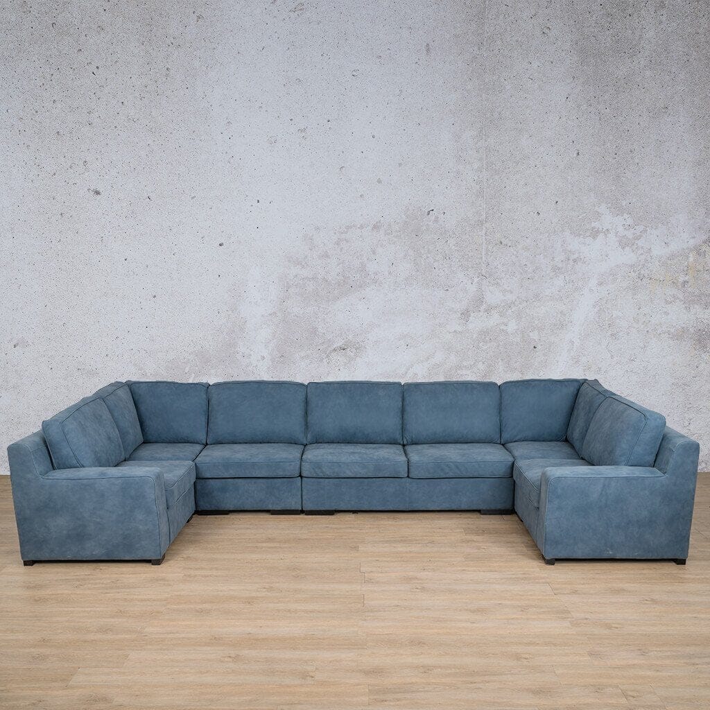 Rome Leather Modular U-Sofa Sectional Leather Sectional Leather Gallery Flux Blue