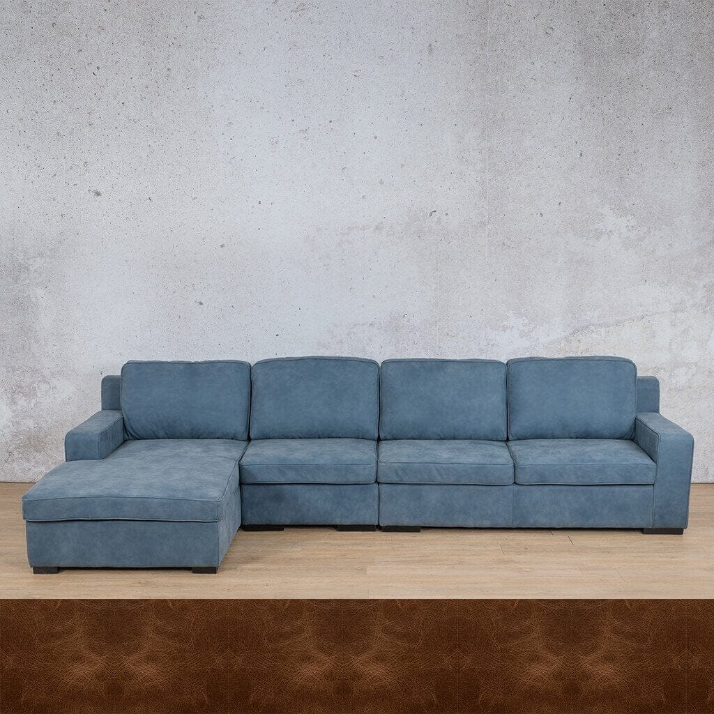Rome Leather Sofa Chaise Modular Sectional - LHF Leather Sectional Leather Gallery Royal Cognac
