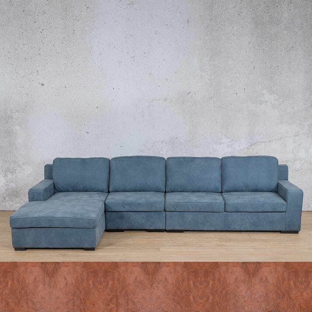 Rome Leather Sofa Chaise Modular Sectional - LHF Leather Sectional Leather Gallery Royal Saddle