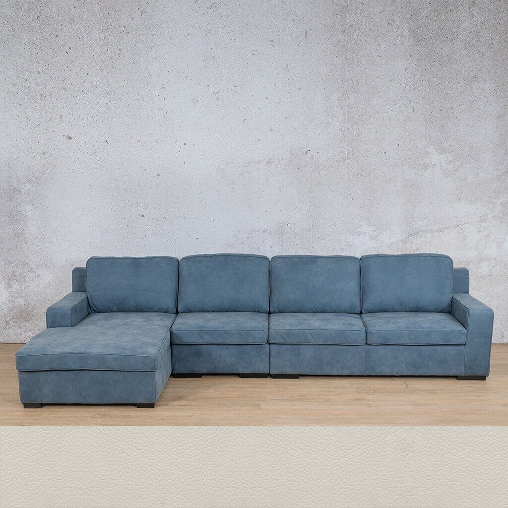 Rome Leather Sofa Chaise Modular Sectional - LHF Leather Sectional Leather Gallery Urban White