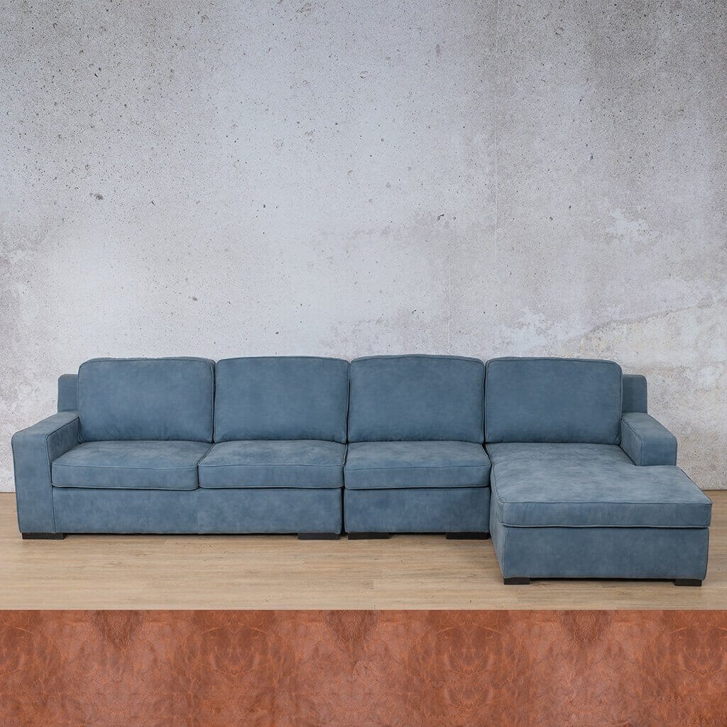 Rome Leather Sofa Chaise Modular Sectional - RHF Leather Sectional Leather Gallery Royal Saddle