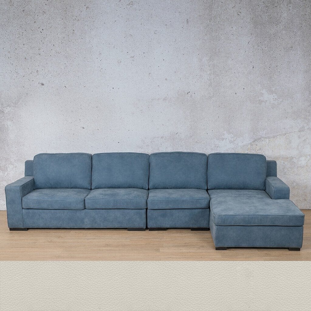 Rome Leather Sofa Chaise Modular Sectional - RHF Leather Sectional Leather Gallery Urban White