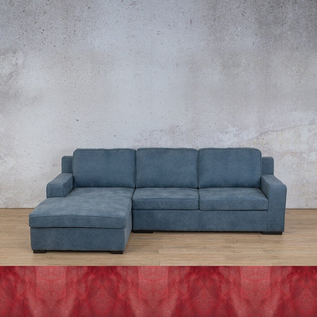 Rome Leather Sofa Chaise Sectional - LHF Leather Sectional Leather Gallery Royal Ruby