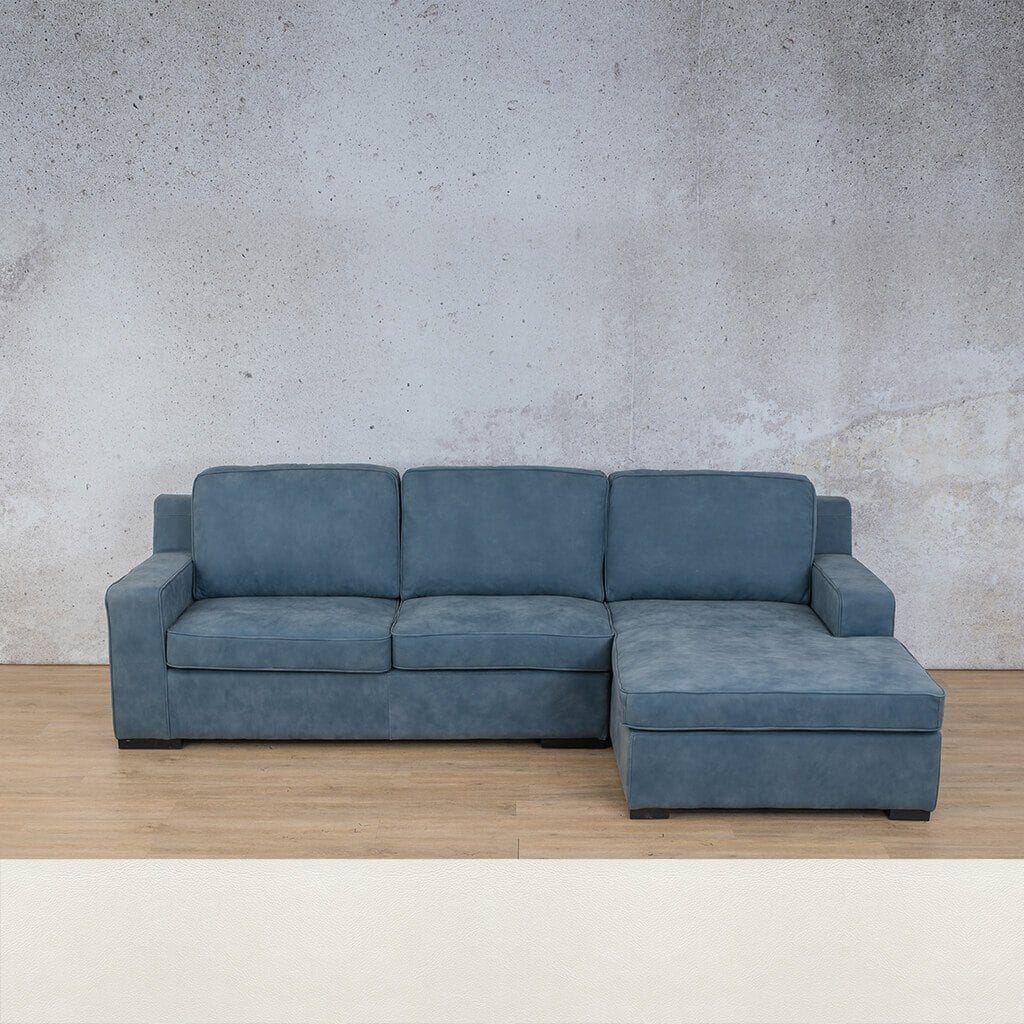 Rome Leather Sofa Chaise Sectional - RHF Leather Sectional Leather Gallery Czar White