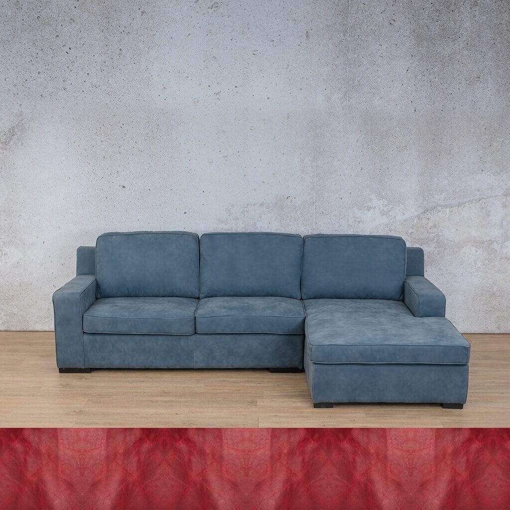 Rome Leather Sofa Chaise Sectional - RHF Leather Sectional Leather Gallery Royal Ruby