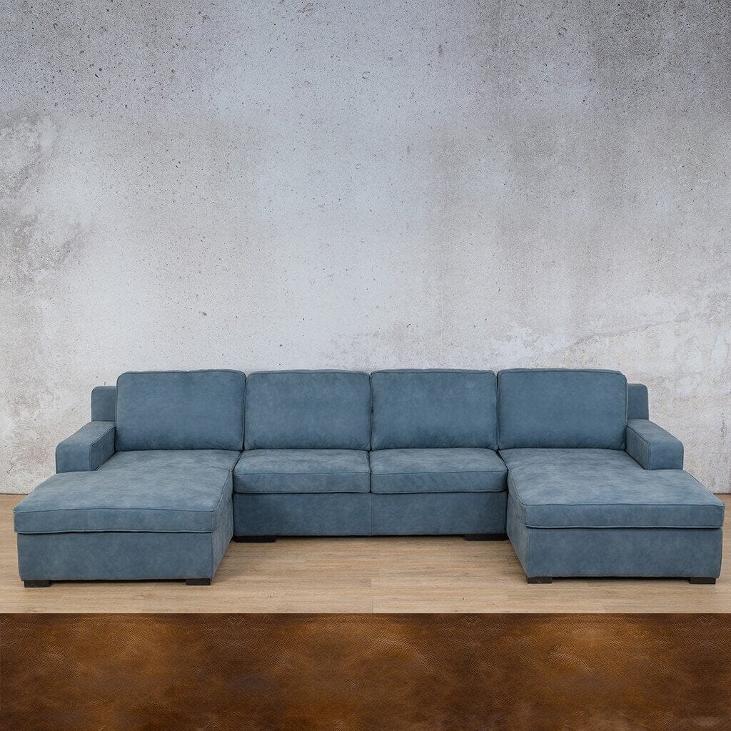 Rome Leather Sofa U-Chaise Sectional Leather Sectional Leather Gallery Royal Walnut