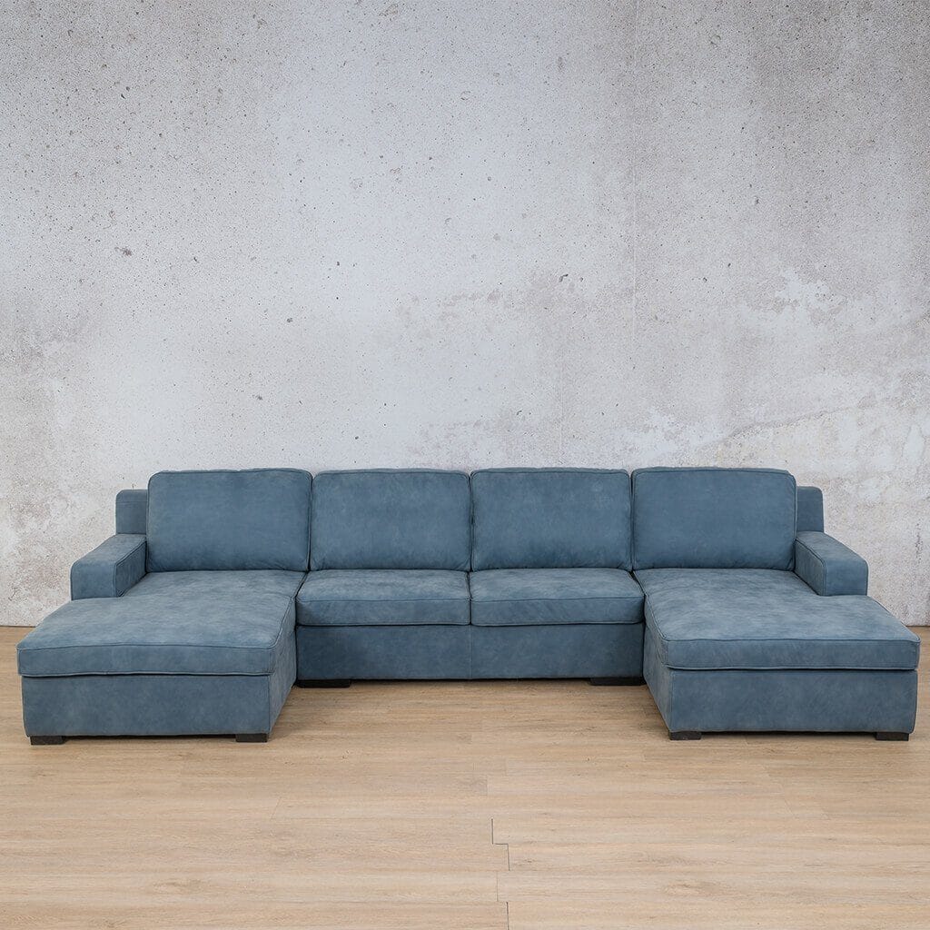 Rome Leather Sofa U-Chaise Sectional Leather Sectional Leather Gallery Flux Blue