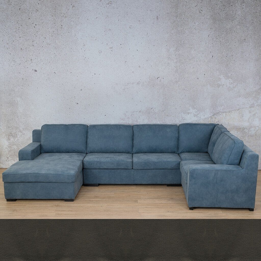 Rome Leather U-Sofa Chaise Sectional - LHF Leather Sectional Leather Gallery Czar Anthracite