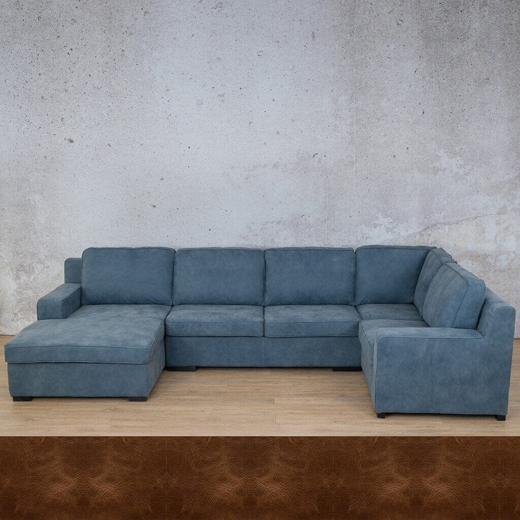 Rome Leather U-Sofa Chaise Sectional - LHF Leather Sectional Leather Gallery Royal Cognac
