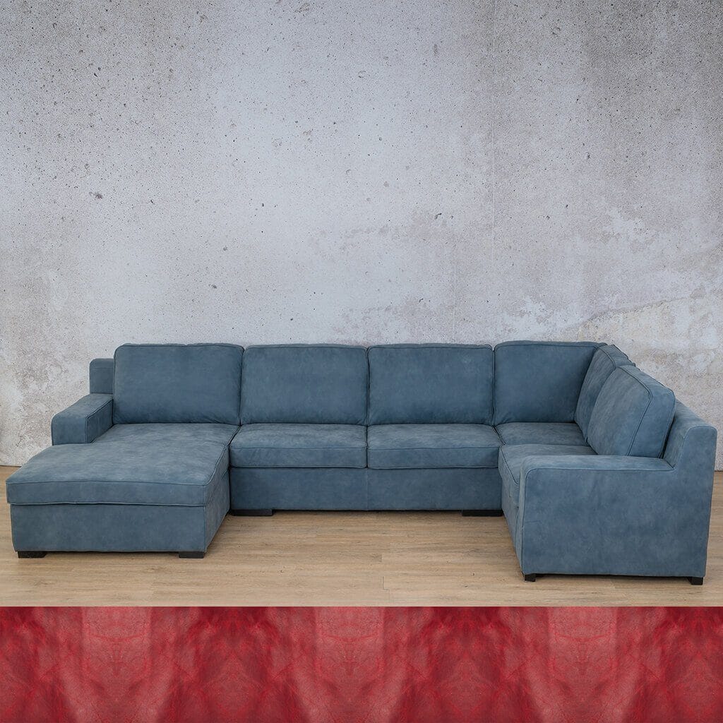 Rome Leather U-Sofa Chaise Sectional - LHF Leather Sectional Leather Gallery Royal Ruby