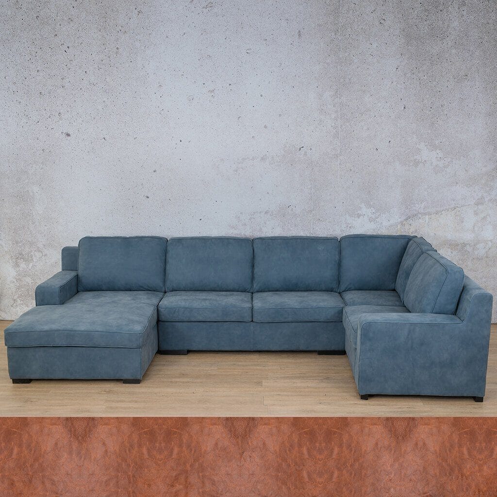 Rome Leather U-Sofa Chaise Sectional - LHF Leather Sectional Leather Gallery Royal Saddle