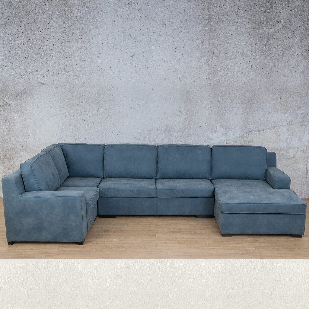 Rome Leather U-Sofa Chaise Sectional - RHF Leather Sectional Leather Gallery Czar White