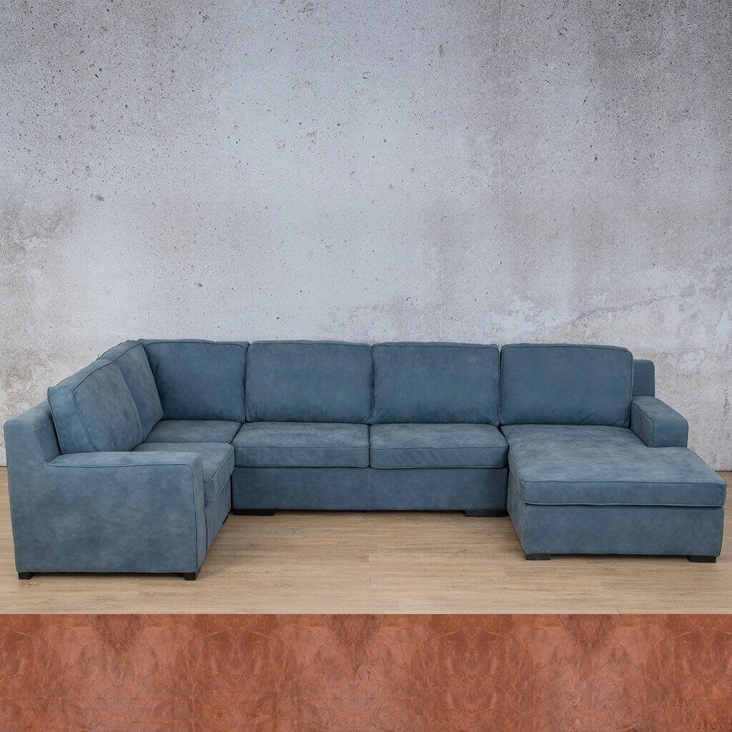 Rome Leather U-Sofa Chaise Sectional - RHF Leather Sectional Leather Gallery Royal Saddle