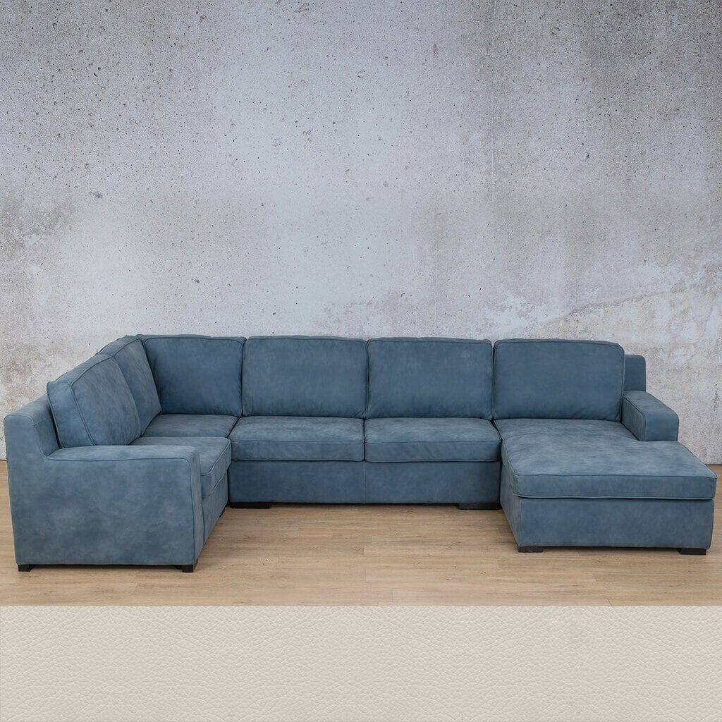 Rome Leather U-Sofa Chaise Sectional - RHF Leather Sectional Leather Gallery Urban White