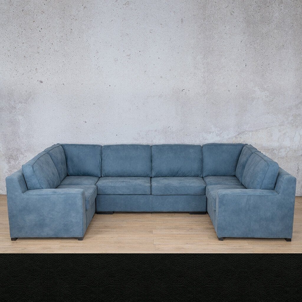 Rome Leather U-Sofa Sectional Leather Sectional Leather Gallery Czar Black
