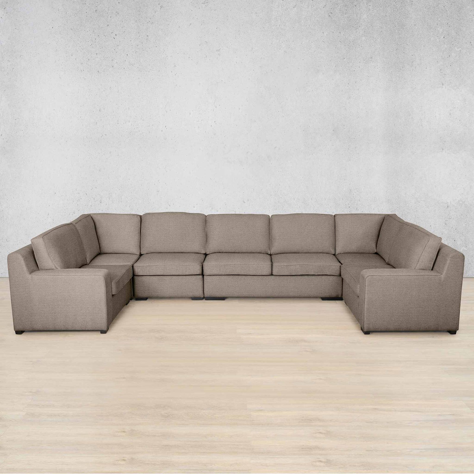Rome Fabric Modular U-Sofa Sectional Fabric Corner Suite Leather Gallery Ivory Sand