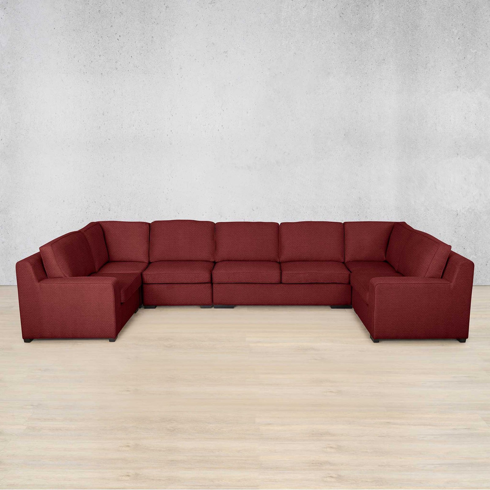 Rome Fabric Modular U-Sofa Sectional Fabric Corner Suite Leather Gallery Kenya Red
