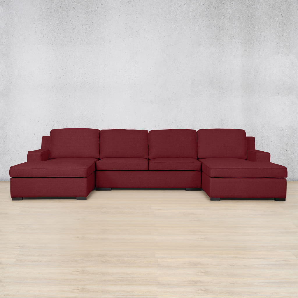 Rome Fabric Sofa U-Chaise Sectional Fabric Corner Suite Leather Gallery Deep Cherry