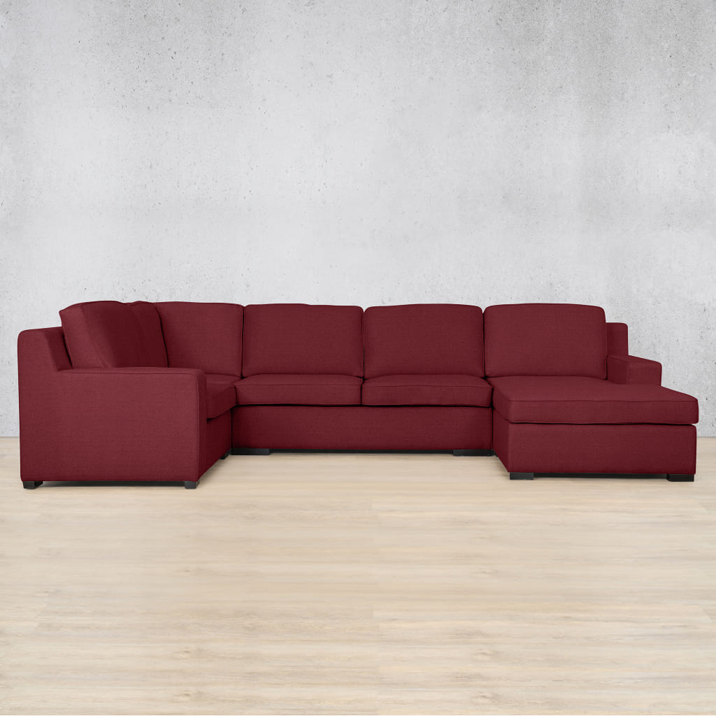 Rome Fabric U-Sofa Chaise Sectional - RHF Fabric Corner Suite Leather Gallery Deep Cherry