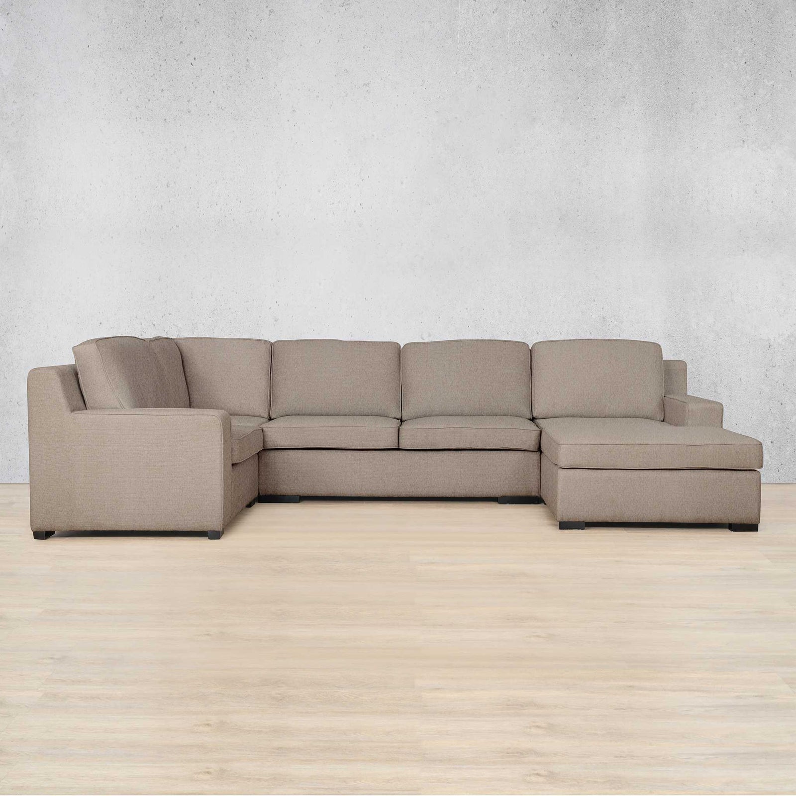 Rome Fabric U-Sofa Chaise Sectional - RHF Fabric Corner Suite Leather Gallery Kenya Sand