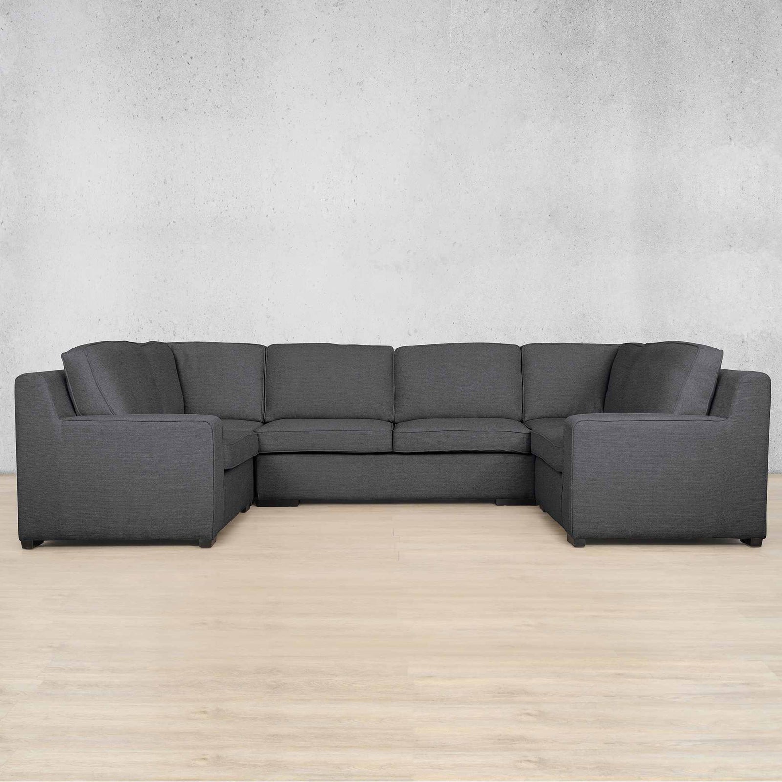 Rome Fabric U-Sofa Sectional Fabric Corner Suite Leather Gallery Space Grey