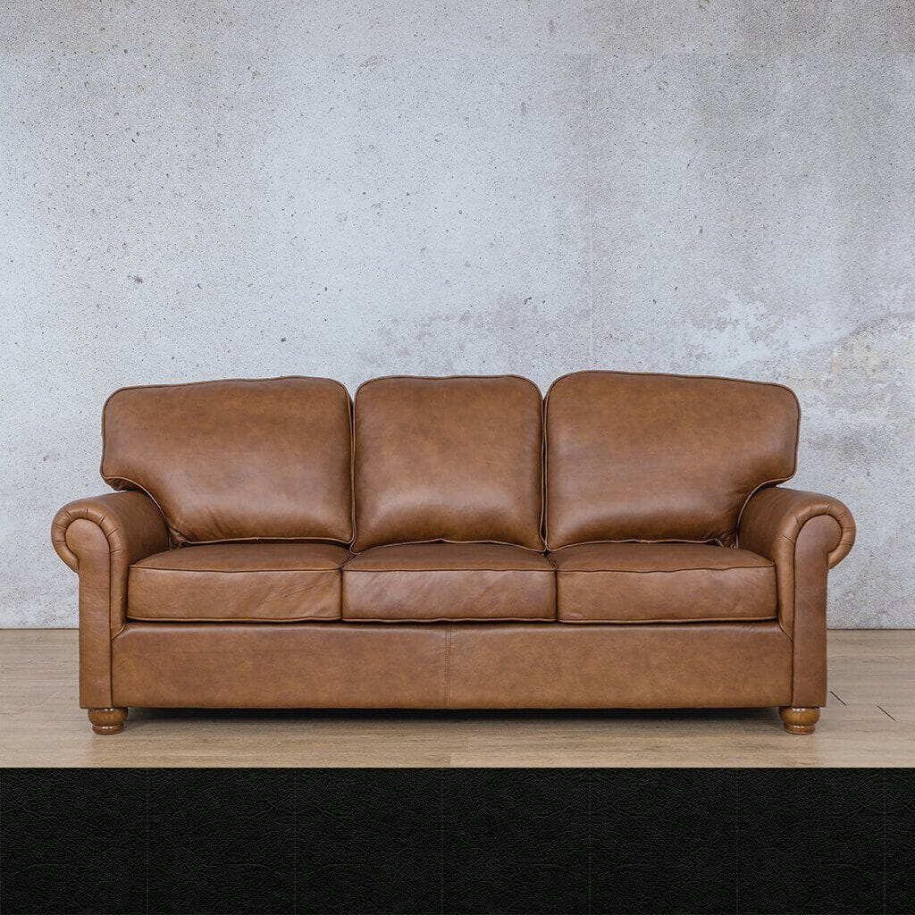 Salisbury 3 + 2 + 1 Leather Sofa Suite - Czar Black - Leather Sofa