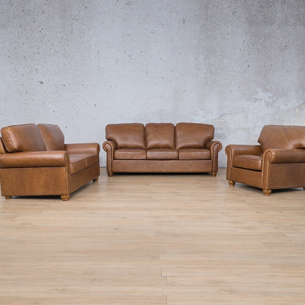 Salisbury 3 + 2 + 1 Leather Sofa Suite - Czar Pecan - Leather Sofa