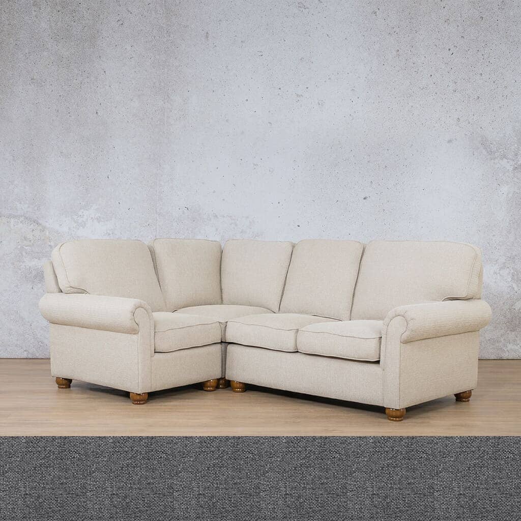 Salisbury Fabric L-Sectional 4 Seater - LHF Fabric Sectional Leather Gallery Silver Charm