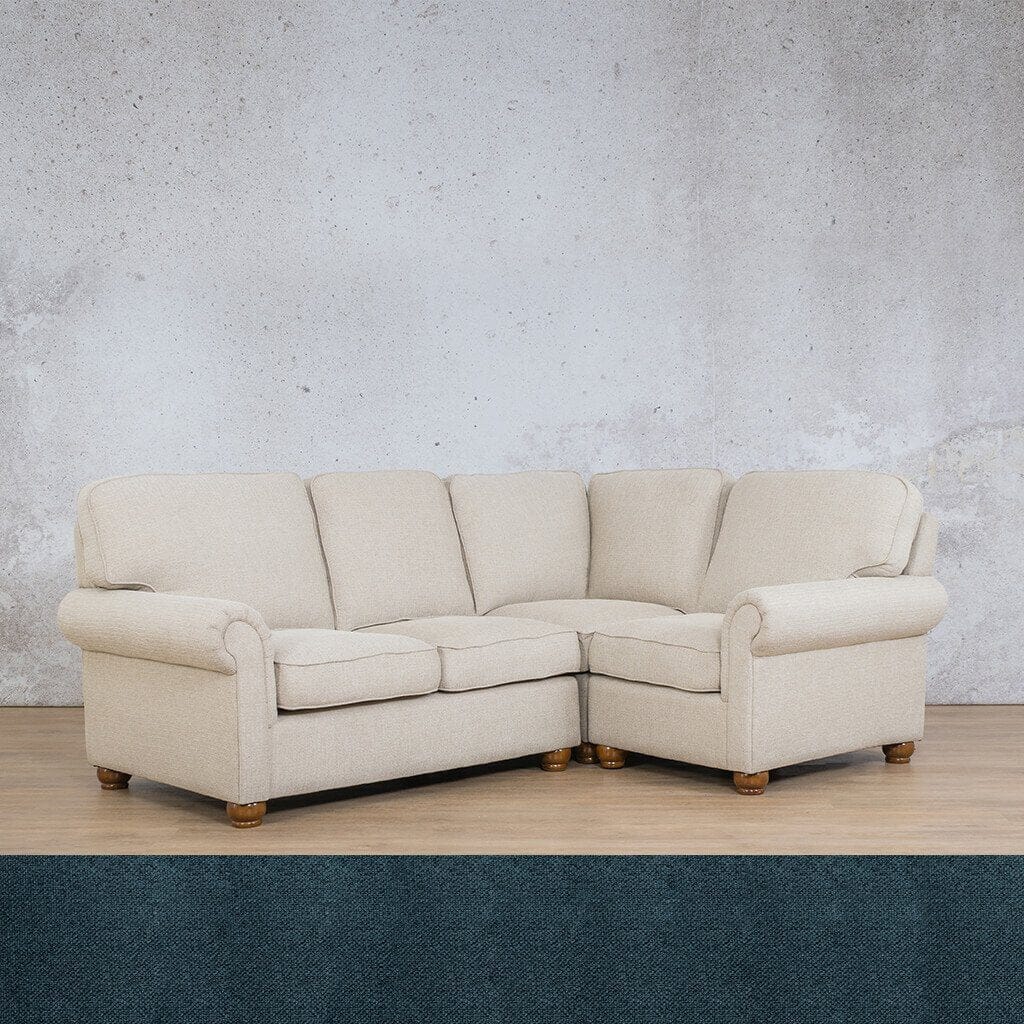 Salisbury Fabric L-Sectional 4 Seater - RHF Fabric Sectional Leather Gallery Air Force Blue