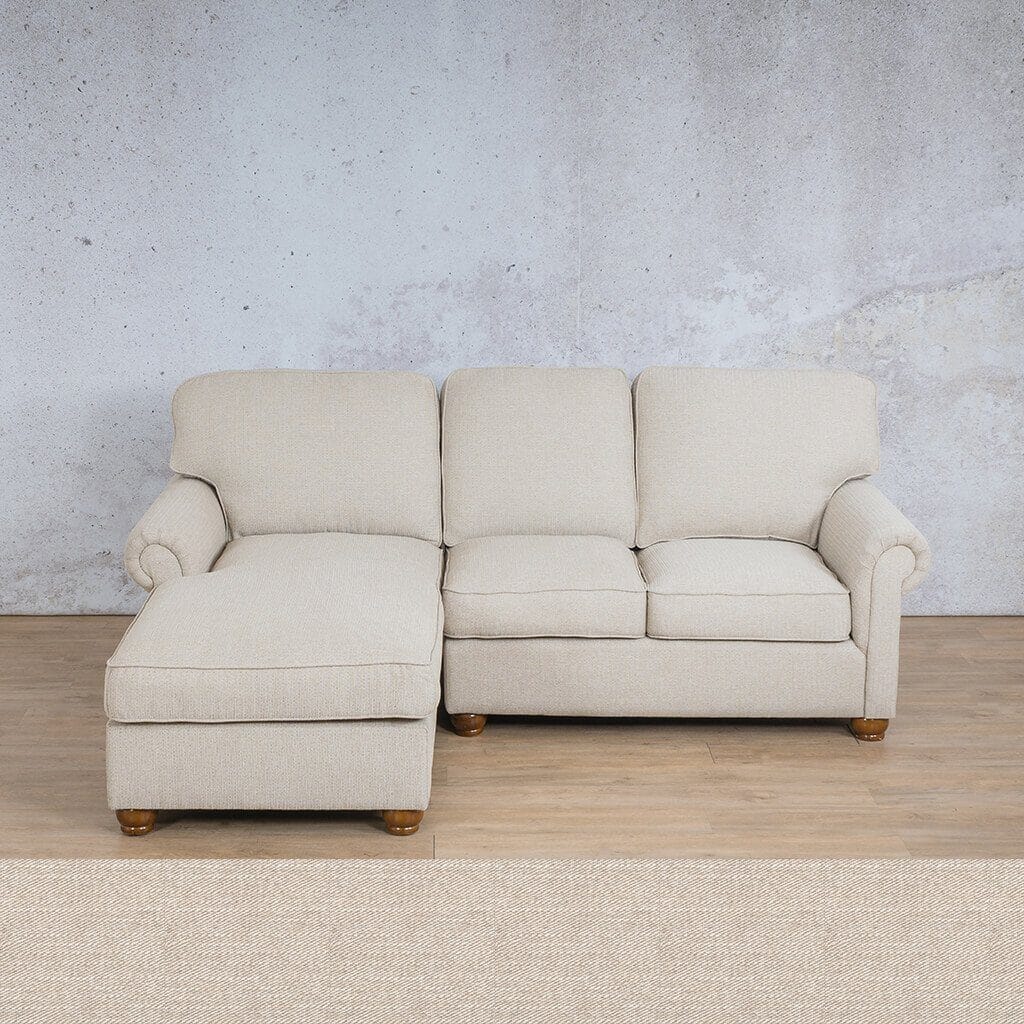 Salisbury Fabric Sofa Chaise Sectional - LHF Fabric Corner Suite Leather Gallery Oyster
