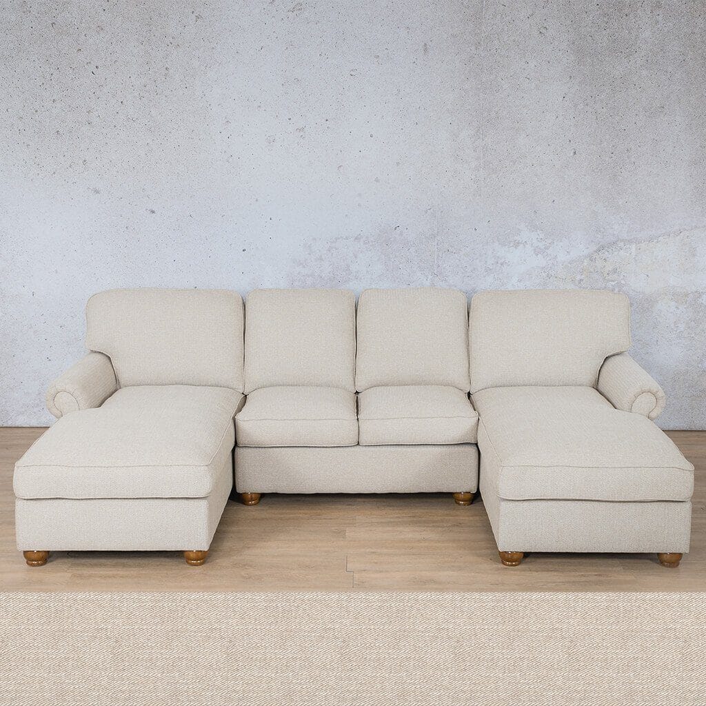 Salisbury Fabric Sofa U-Chaise Sectional Fabric Corner Suite Leather Gallery Oyster