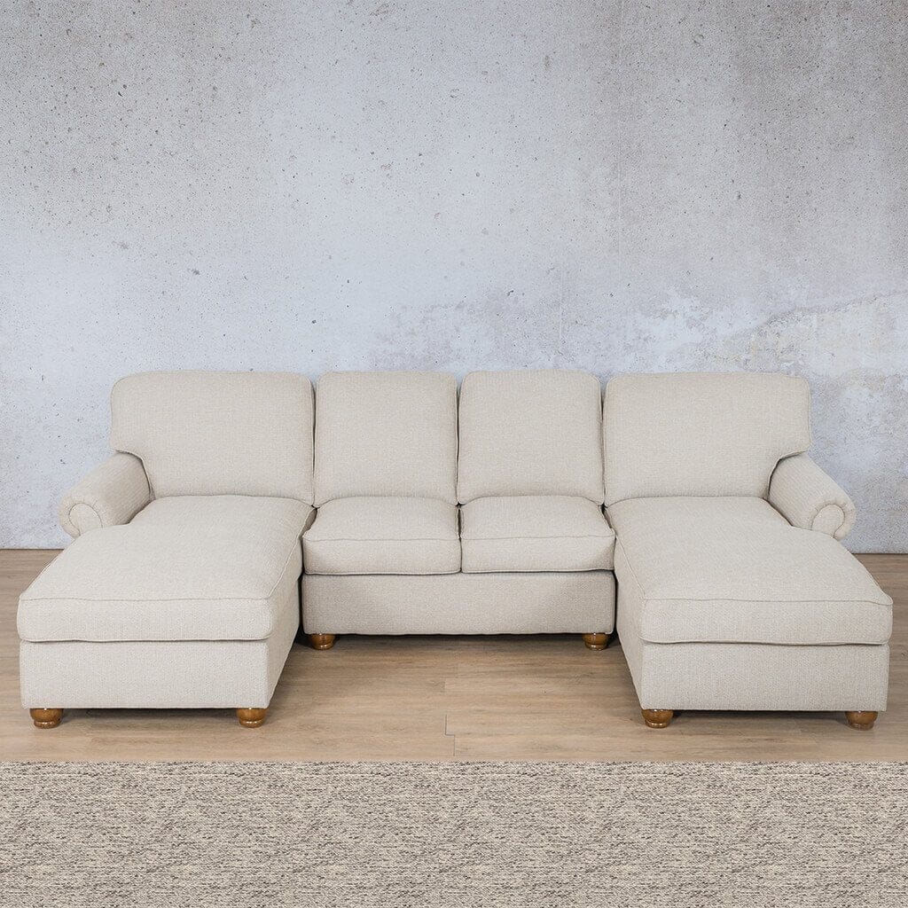 Salisbury Fabric Sofa U-Chaise Sectional Fabric Corner Suite Leather Gallery Pebble