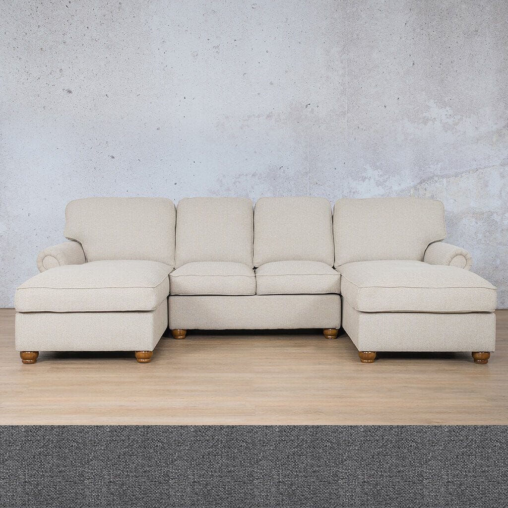 Salisbury Fabric Sofa U-Chaise Sectional Fabric Corner Suite Leather Gallery Silver Charm