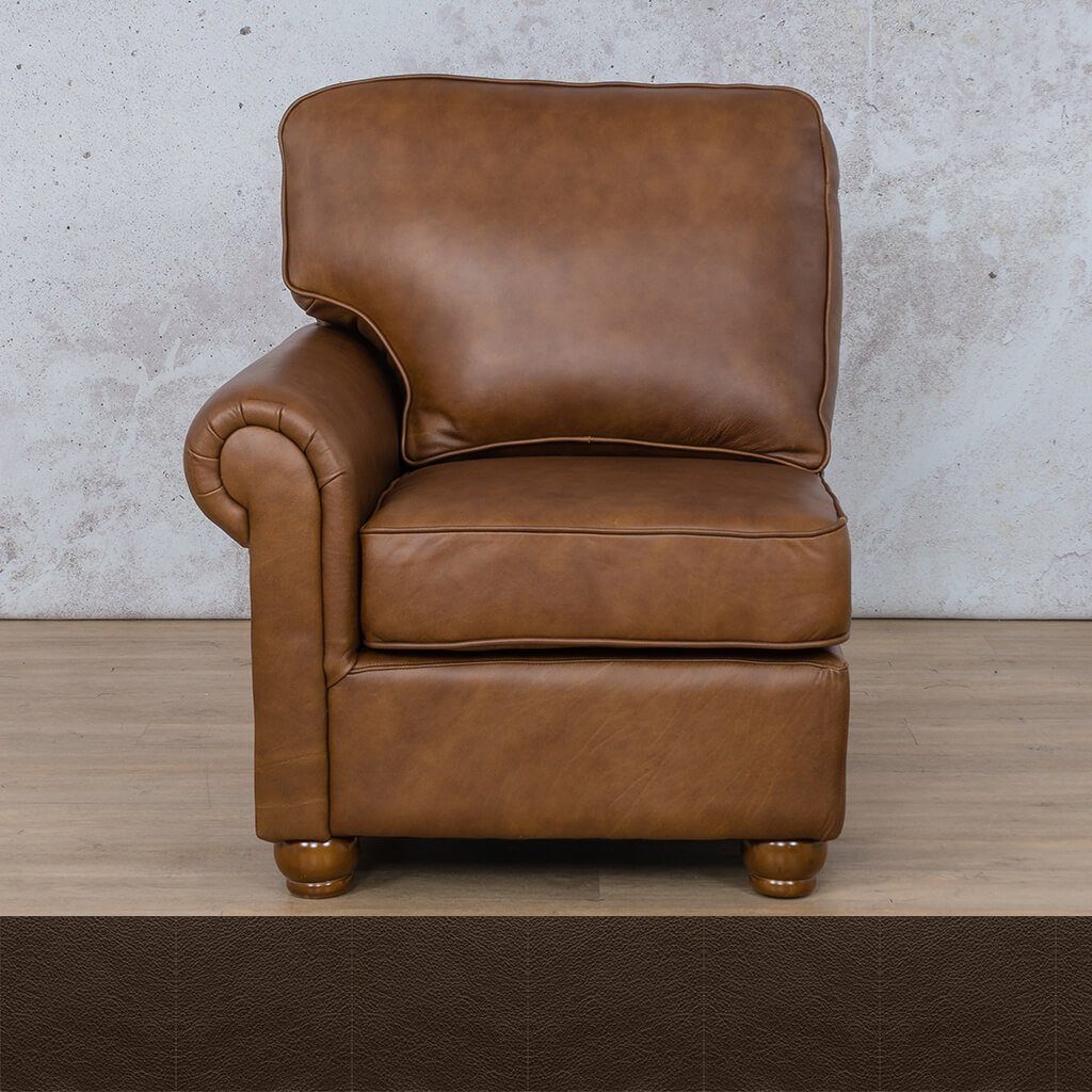 Salisbury Leather 1 Seater Right Arm Leather Sofa Leather Gallery Czar Ox Blood WAREHOUSE COLLECTION - PINETOWN OR NORTHRIDING Full Foam