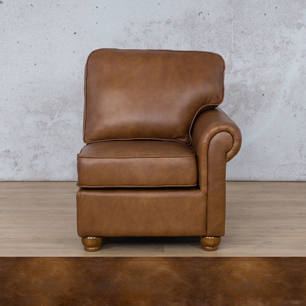 Salisbury Leather 1 Seater Left Arm Leather Sofa Leather Gallery Royal Walnut WAREHOUSE COLLECTION - PINETOWN OR NORTHRIDING Full Foam