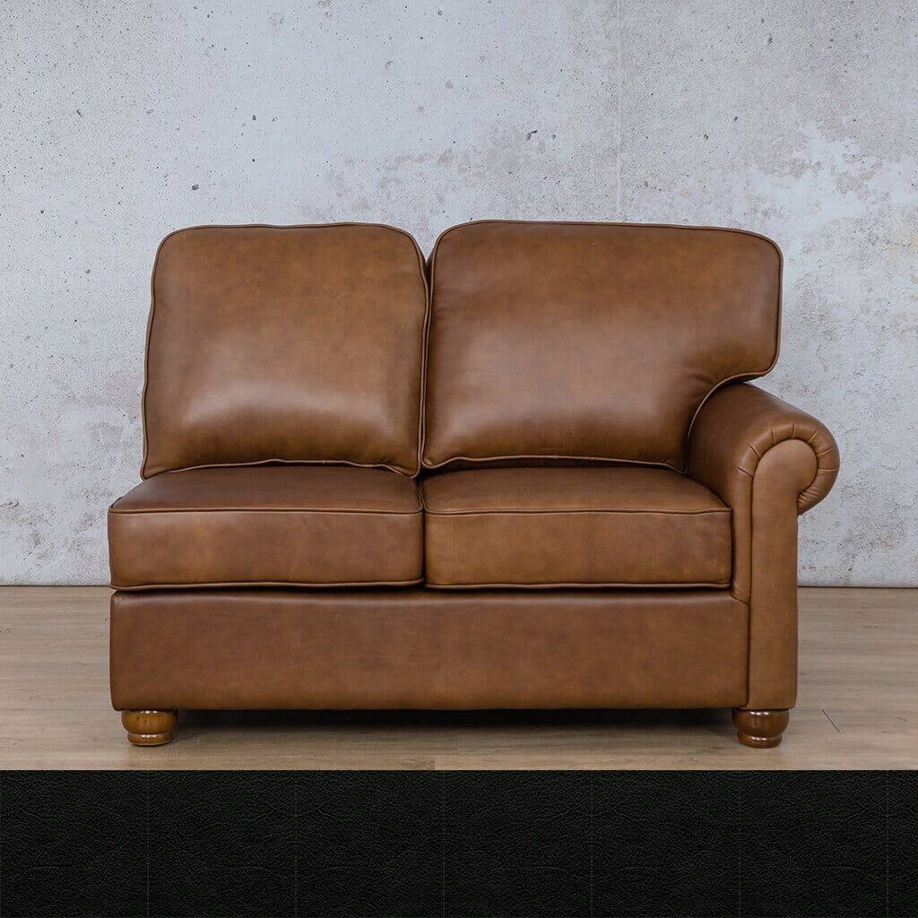 Salisbury Leather 2 Seater RHF Leather Sofa Leather Gallery Czar Black Full Foam