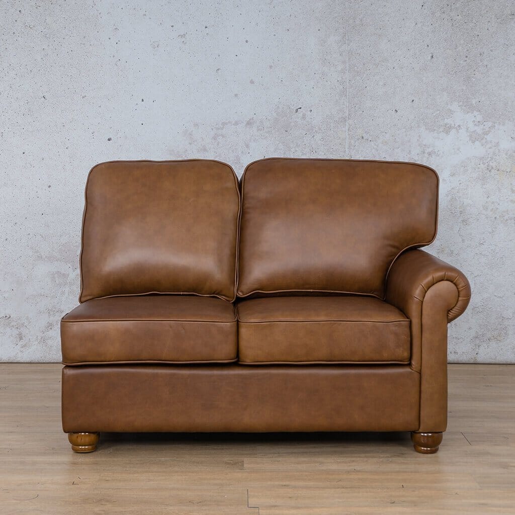 Salisbury Leather 2 Seater RHF Leather Sofa Leather Gallery Czar Pecan-S Full Foam