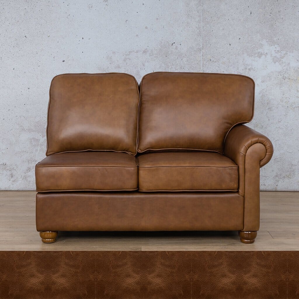 Salisbury Leather 2 Seater RHF Leather Sofa Leather Gallery Royal Cognac Full Foam