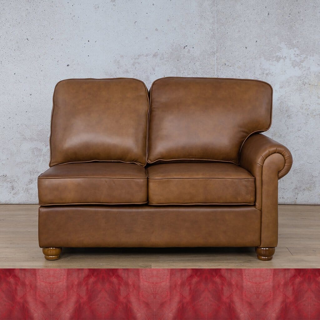 Salisbury Leather 2 Seater RHF Leather Sofa Leather Gallery Royal Ruby Full Foam
