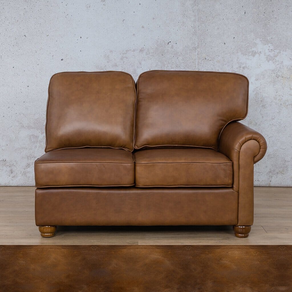 Salisbury Leather 2 Seater RHF Leather Sofa Leather Gallery Royal Walnut Full Foam