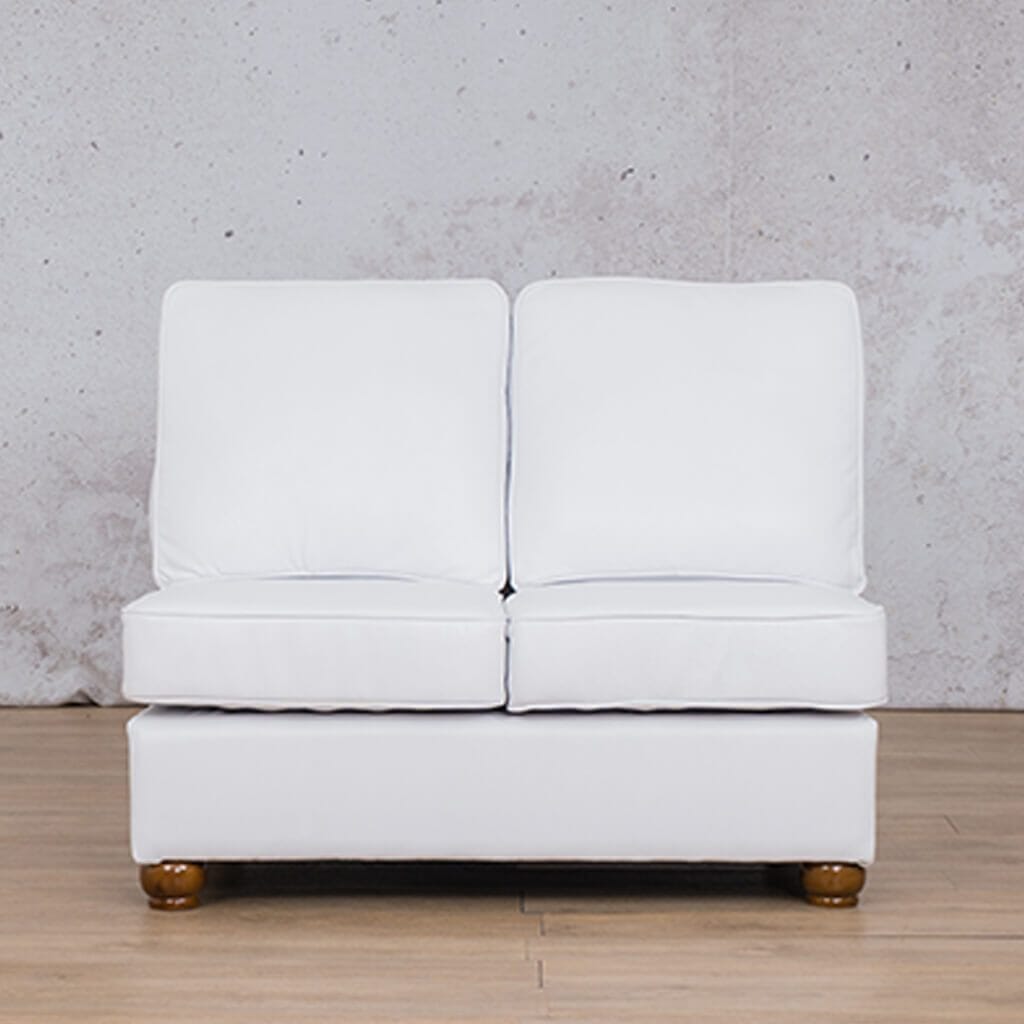 Salisbury Leather Armless 2 Seater Leather Sofa Leather Gallery Czar White Full Foam