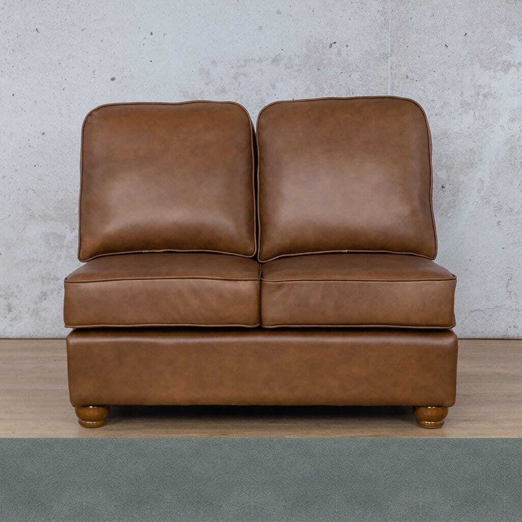 Salisbury Leather Armless 2 Seater Leather Sofa Leather Gallery Flux Blue