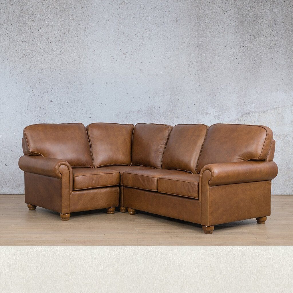 Salisbury Leather L-Sectional 4 Seater - LHF Leather Sectional Leather Gallery Czar White