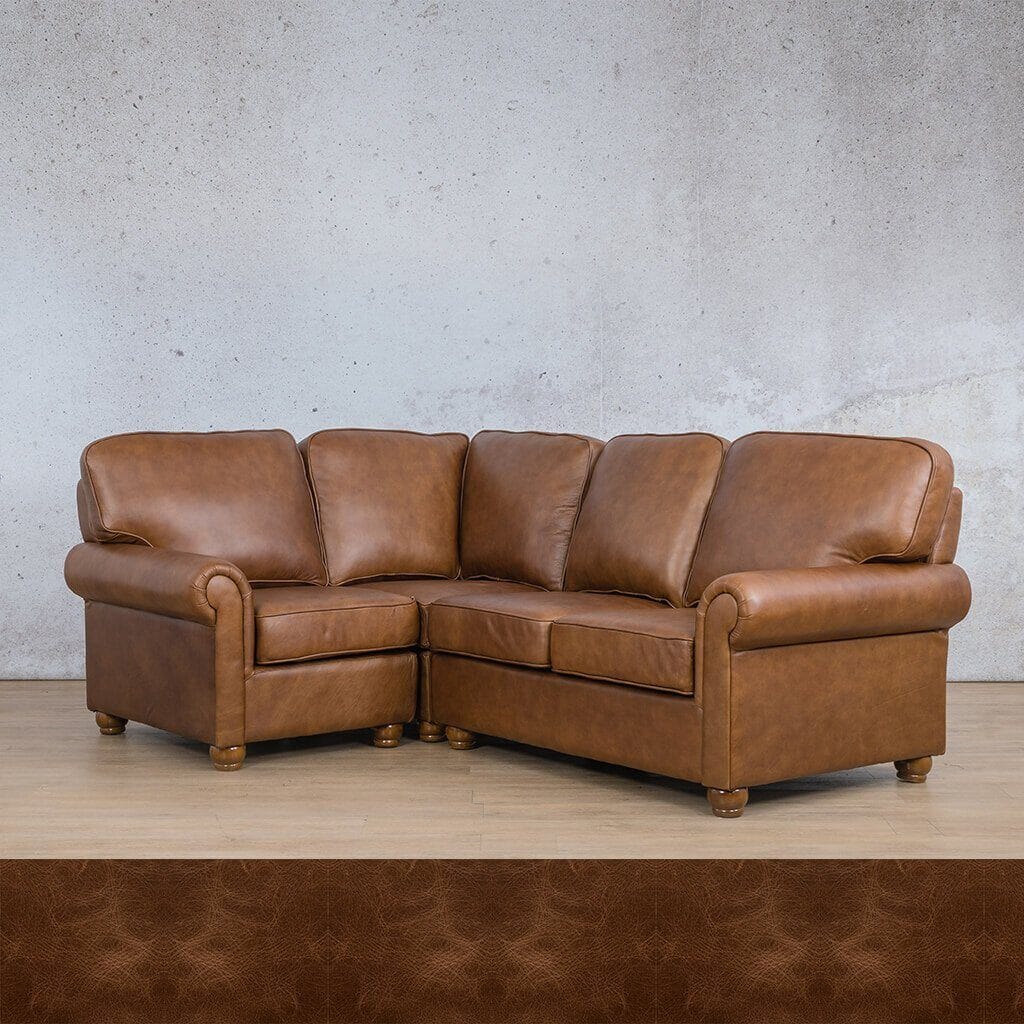 Salisbury Leather L-Sectional 4 Seater - LHF Leather Sectional Leather Gallery Royal Cognac